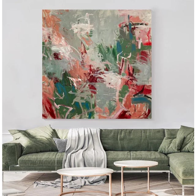 This oversized acrylic painting on canvas is an abstracted landscape, inspired by my travels through the English...