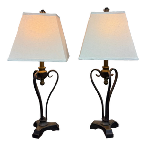 French Country Vintage Table Lamps, Pair