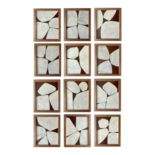 2026 Contemporary Set of Twelve Abstract Paintings on Cotton Paper by Artist r.k. Red For Sale