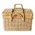 Circa 1970 Coastal Chic Nicely-Sized Decorative Rattan Sewing Basket With Folding Latch Handles For Sale