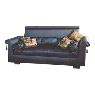 Vintage St. Laurent Custom Sofa in Cobalt Bergamo Luxury Silk For Sale