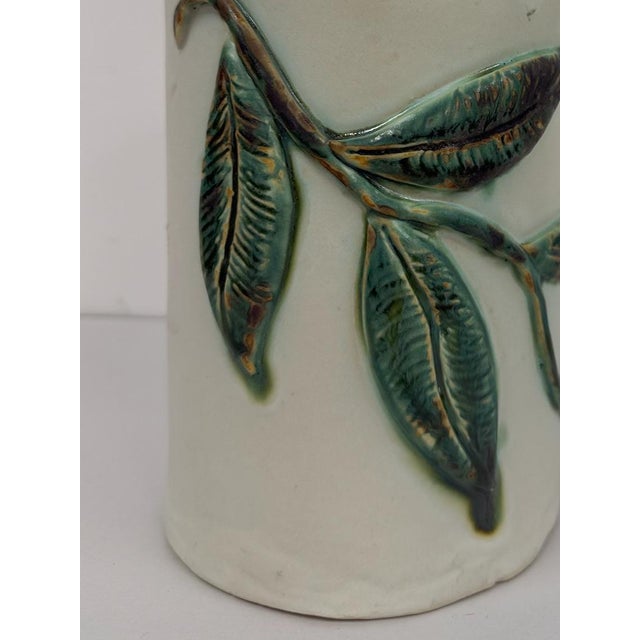 Vintage Studio Pottery Jar Lid Vine Leaf Design Handcrafted Ceramic For Sale In Tampa - Image 6 of 9