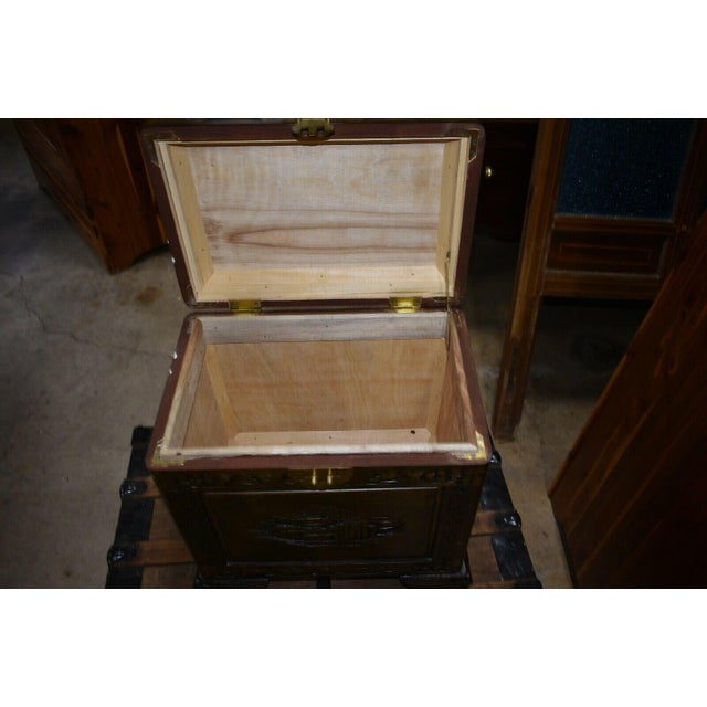Brown Vintage Heavily Carved Asian Inspired Chest With Claw Feet For Sale - Image 8 of 12