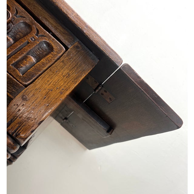 Spanish Flap-Sided Wing Side Table in Elm and Oak, 1930s For Sale - Image 9 of 16