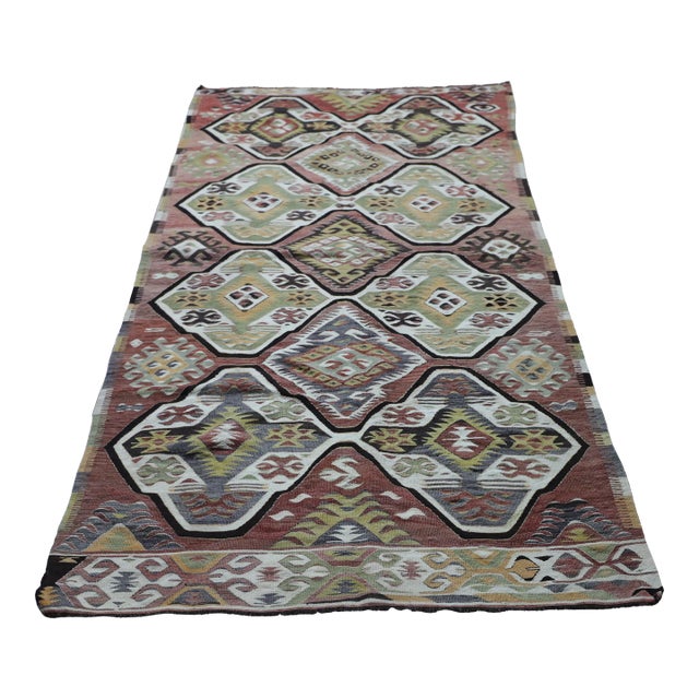 1960s Southwestern Style Handmade Oushak Area Kilim Rug For Sale