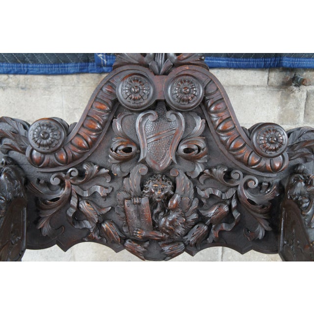 Late 19th Century Antique Italian Renaissance Revival Walnut Curule Savonarola Lion Throne Chair For Sale - Image 9 of 12