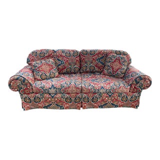Stanford Overstuffed Persian Style Upholstered Sofa For Sale