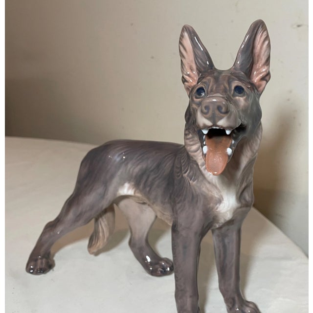 Vintage Dahl Jensen 1087 Copenhagen Denmark Porcelain German Shepherd Dog Statue For Sale - Image 12 of 13