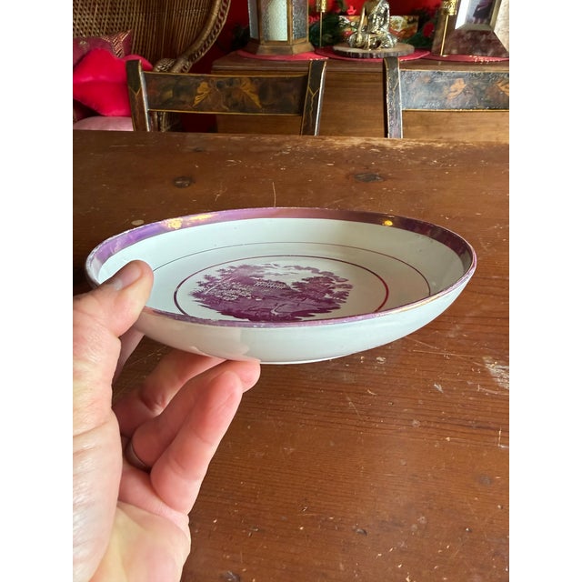 Rare Antique Pink Lustre and Bat Printed Pearlware Low Serving Bowl, Attributed to Thomas Wolfe, Circa 1805 For Sale - Image 13 of 14