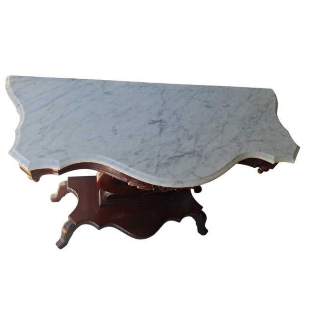 Mid 18th Century Mid 18th Century Victorian Marble Top Parlor Table For Sale - Image 5 of 12