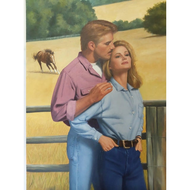 An original art work, painting from a Harlequin Romance Book Cover. The Illustration or Painting is signed "Graf" and...