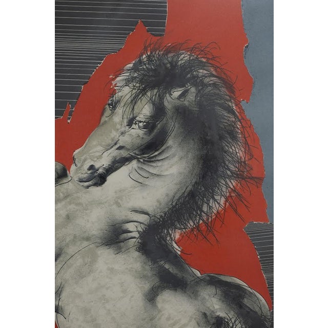 Hans Erni, Swiss painter (1909-2015) "Pferd" (standing horse and fake collages) Color lithograph Dated upside down in the...