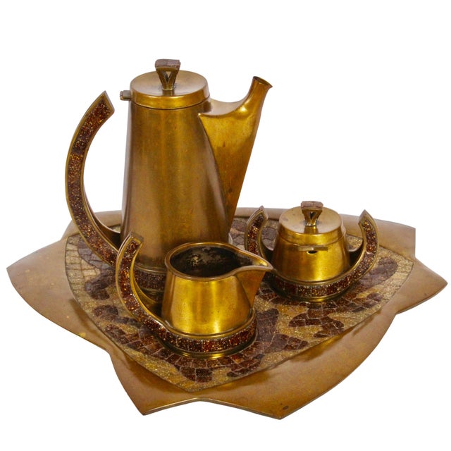 Metal Salvador Teran Brass & Copper Terrazzo Tea Service, 1950s - 7 Pieces For Sale - Image 7 of 7