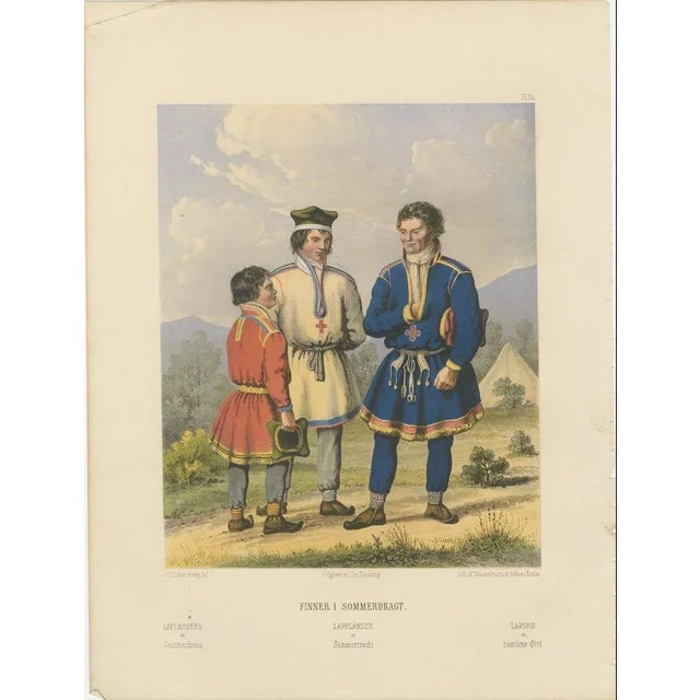Paper After Eckersberg, Norwegian Sámi Attire Summer Dress, Laplanders in Finnmark, 1860, Print For Sale - Image 7 of 10