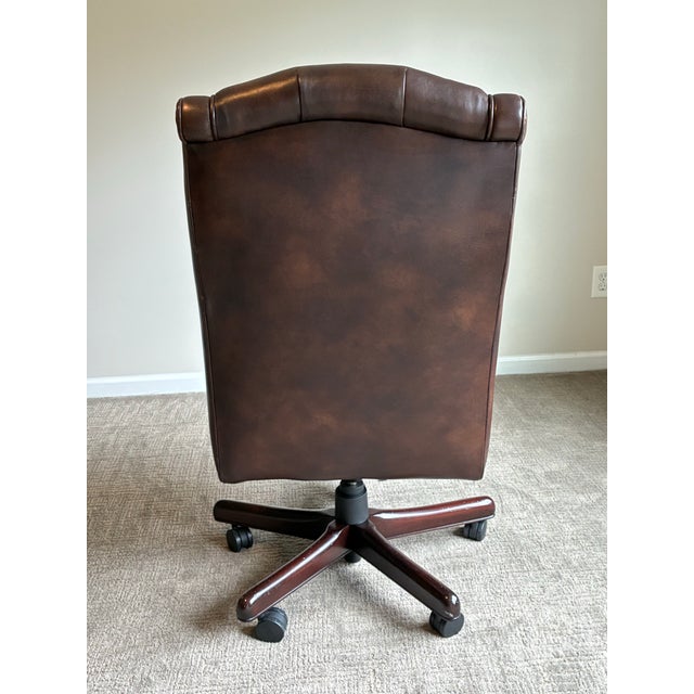 Late 20th Century Late 20th Century Hancock & Moore “Dillon” Leather Swivel Tilt Wingback Desk Chair for Robb & Stucky For Sale - Image 5 of 9
