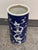 Blue Chinoiserie Style Blue + White Ceramic Umbrella Stand, Vintage For Sale - Image 8 of 12