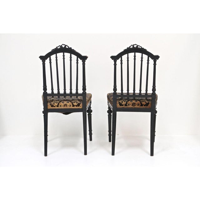Set of Black Side Chairs, 1870 For Sale - Image 4 of 18