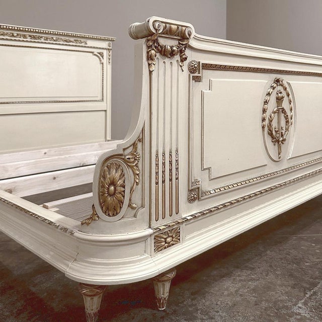 Antique Italian Neoclassical Painted Queen Bed For Sale - Image 14 of 18