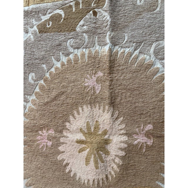 Tribal Suzani Tablecloth From Bukhara 4'7'' X 4'10'' For Sale - Image 9 of 11