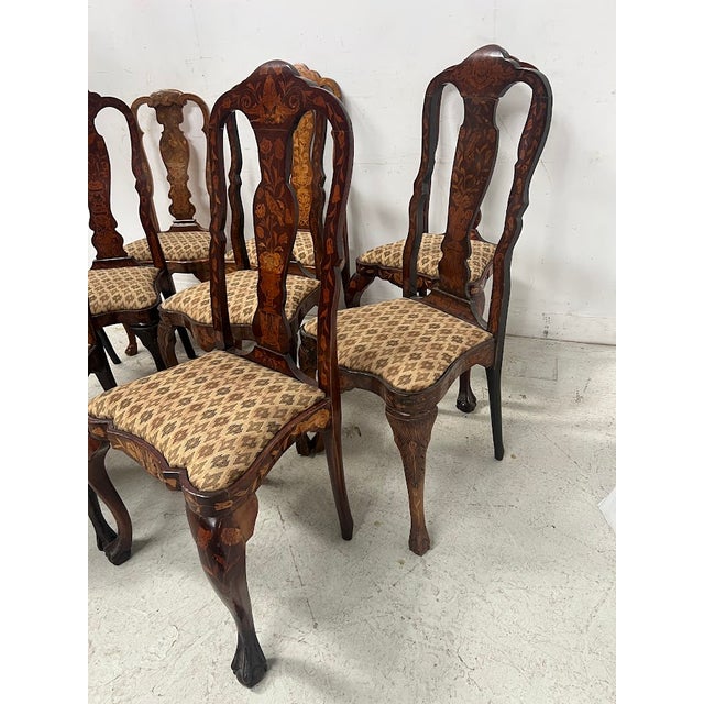 Antique Dutch Chairs in Marquetry Wood, 1800s, Set of 8 For Sale - Image 3 of 18