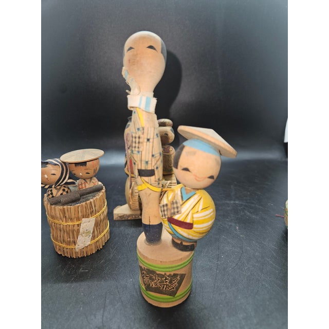 Early Vintage Kokeshi/Sakunami Doll Lot of Four, Handmade Japanese Ornamental For Sale In Washington DC - Image 6 of 10