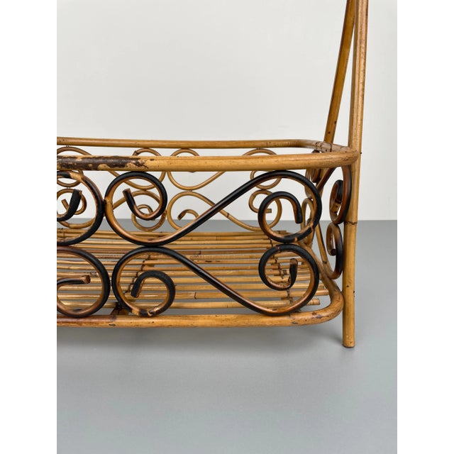 Bamboo & Rattan Magazine Rack Holder, Italy, 1960s For Sale - Image 13 of 16