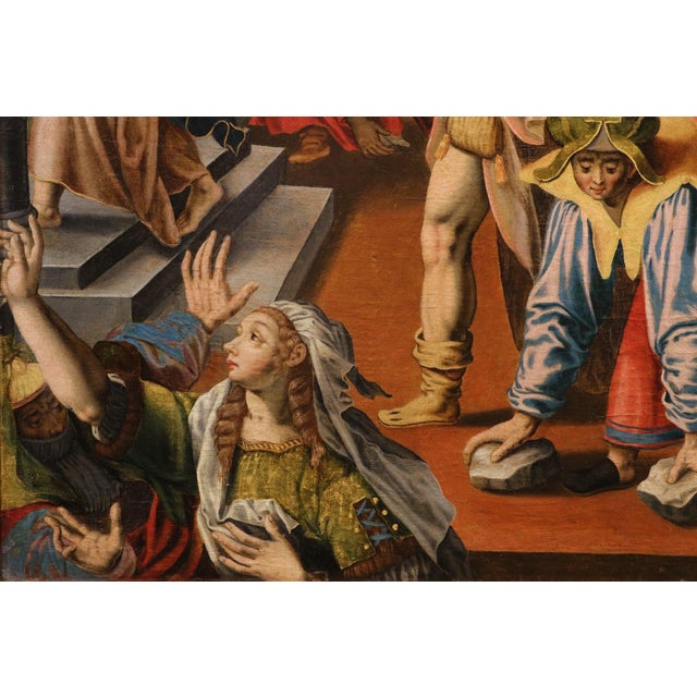 Workshop of Maarten De Vos, Christ Expelled from the Temple of Jerusalem, 1600, Oil on Canvas For Sale - Image 10 of 14