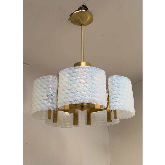 Art Deco Pendant Lamp Opaline the Art of Glass from Ribes, 1970s For Sale - Image 3 of 4