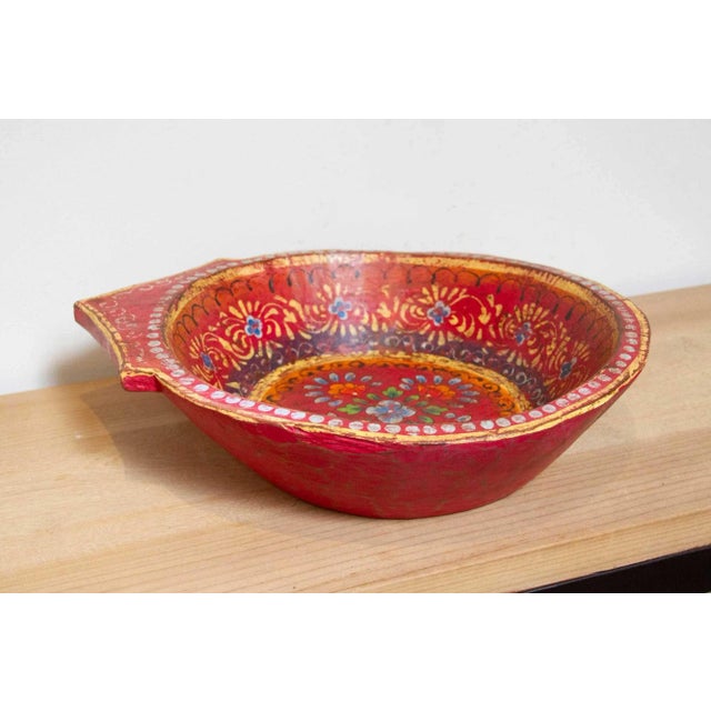 Large Festive Painted Indian Bowl For Sale - Image 4 of 6