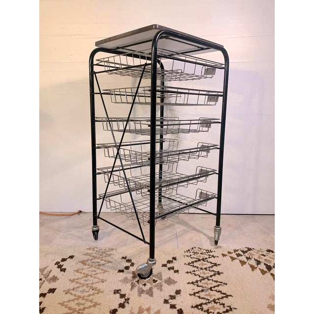 Mid 20th Century Mid-Century Chrome, Six Trays Mail Cart, France For Sale - Image 5 of 6
