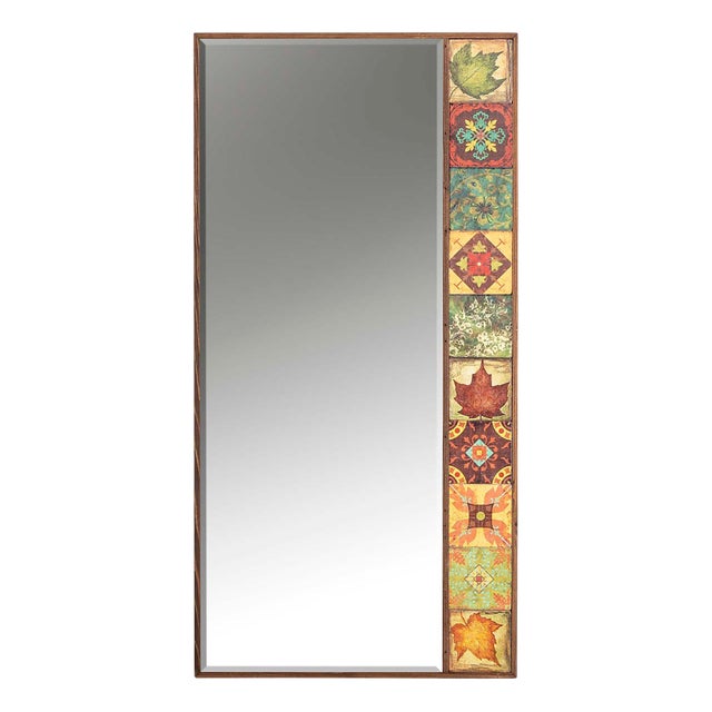 Jaime Decorative Wood and Stone Wall Hanging Mirror For Sale
