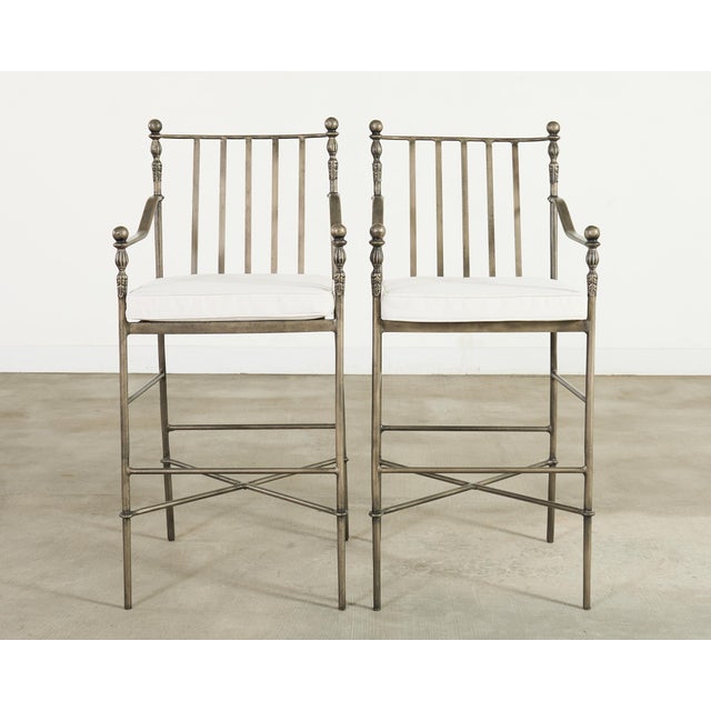 Michael Taylor Set of Three Michael Taylor Designs Montecito Garden Barstools For Sale - Image 4 of 18