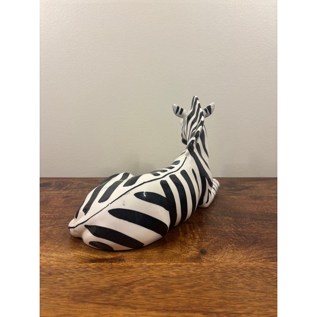 1950s Italian Mid-Century Hand-Painted Ceramic Zebra Sculpture For Sale - Image 4 of 8