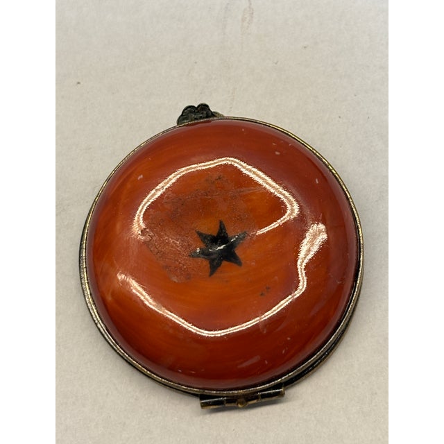 Limoges, France 1960s Limoges France Porcelain Tomato Trinket Box — Chamart Exclusive, Hand-Painted For Sale - Image 4 of 5