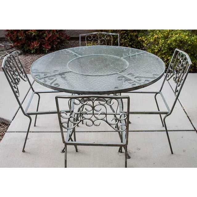 Vintage Wrought Iron Industrial Style Patio Table & 4 Chairs For Sale In Las Vegas - Image 6 of 6