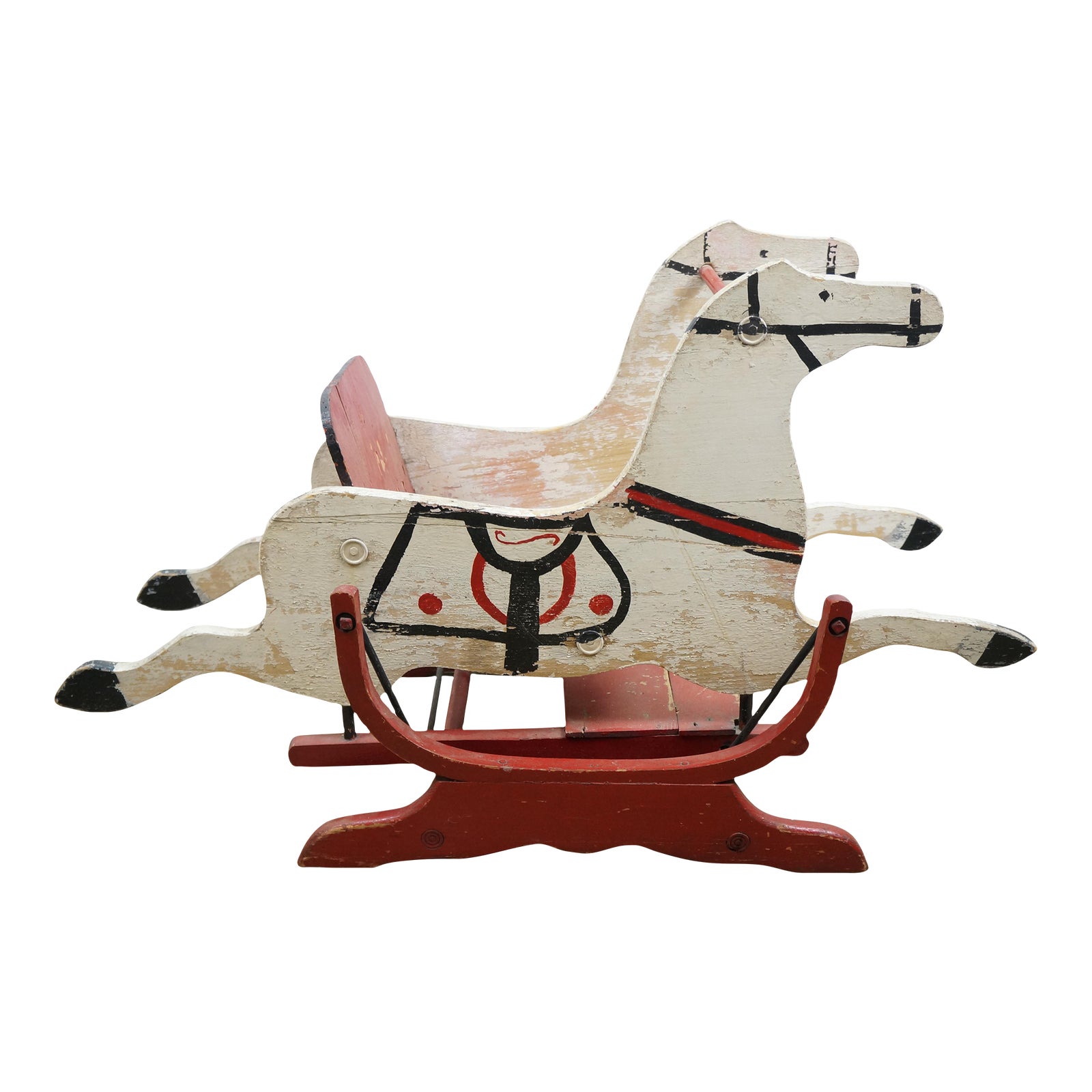 Antique Wooden Double Horse Shoo Fly Rocking Horse Childrens Glider 39 ...