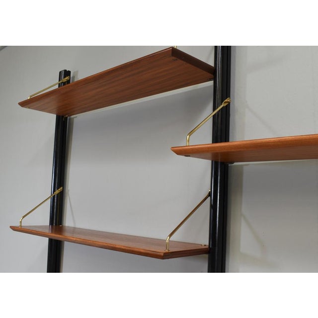 Wall Unit in Teak and Brass attributed to Wébé, Netherlands, 1950s, Set of 11 For Sale - Image 10 of 18