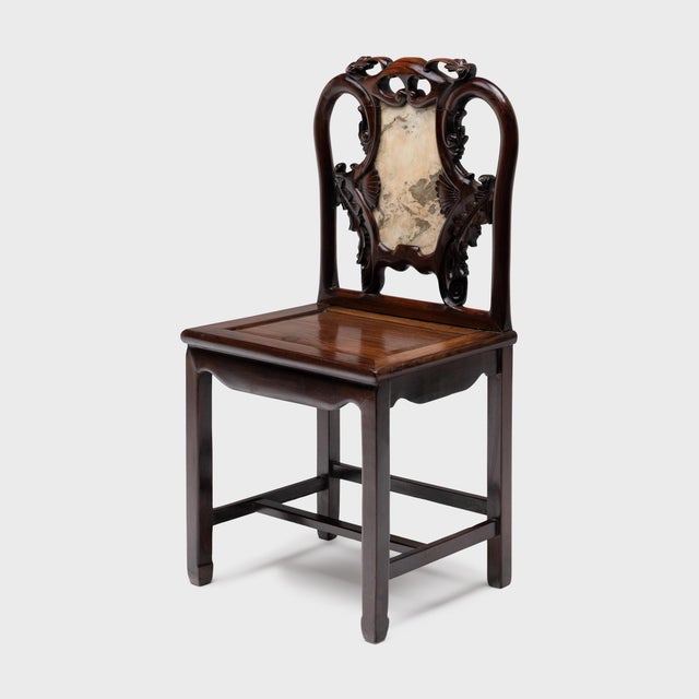 Art Deco Shanghai Deco Marble Back Chair, C. 1930 For Sale - Image 3 of 8
