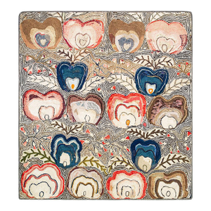 Beautiful White Ivory Field Fascinating Multicolored and Florals Design Antique American Hooked Rug