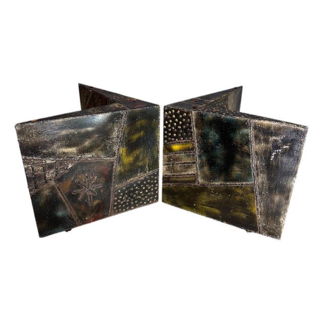 1967 Signed Pair of Paul Evans Exceedingly Rare Side Tables or Coffee Table For Sale