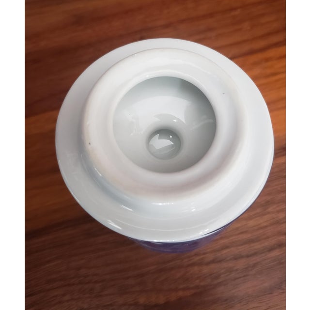 Chinoiserie Vintage Bombay Chinoiserie Blue White Porcelain Trinket Jar For Sale - Image 3 of 7