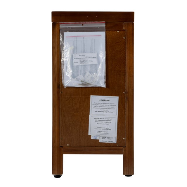 Nora 12 in. W Rectangular Wood 1 Door Narrow End Table with Pull-Out Tray, Walnut For Sale - Image 9 of 11
