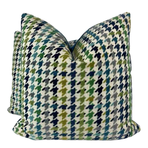 Kravet "Dress Code" in Peacock 22" Pillows-A Pair