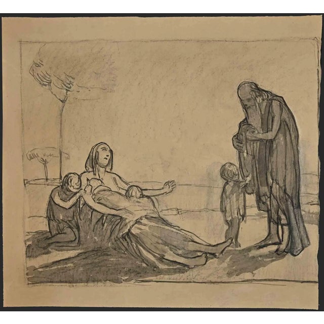 Modern Unknown, Charity, Ink & Watercolor, Early 20th Century For Sale - Image 3 of 3