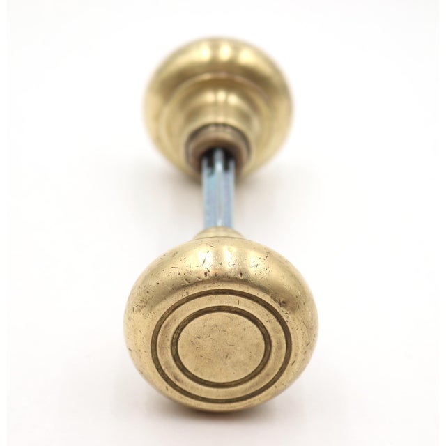 Metal Vintage Concentric Brass Finish Passage Door Knob Set For Sale - Image 7 of 9
