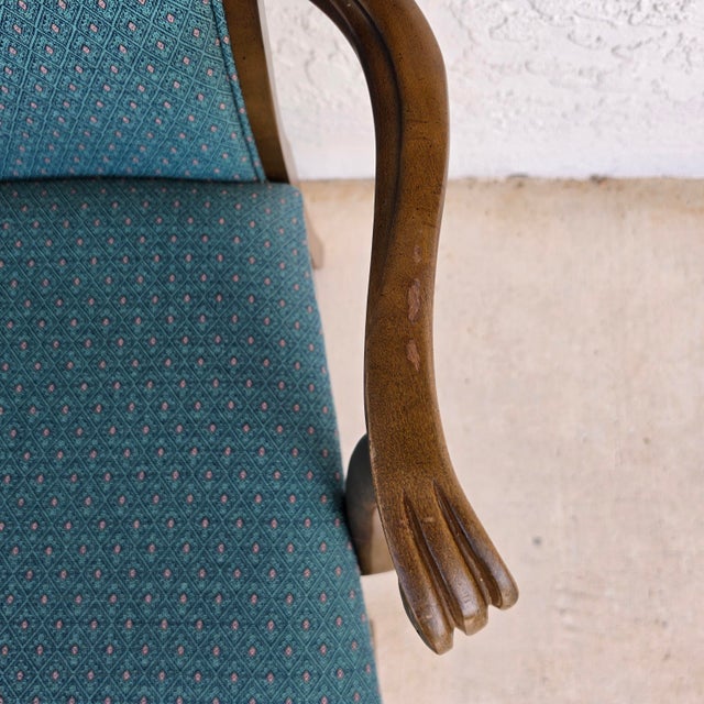 Vintage American of Martinsville Chippendale Dining Armchairs Teal Set of 8 For Sale - Image 15 of 15