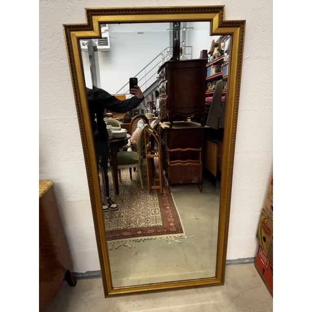 Large Louis XVI Style Gilded Beveled Mirror, 1950s For Sale - Image 3 of 12