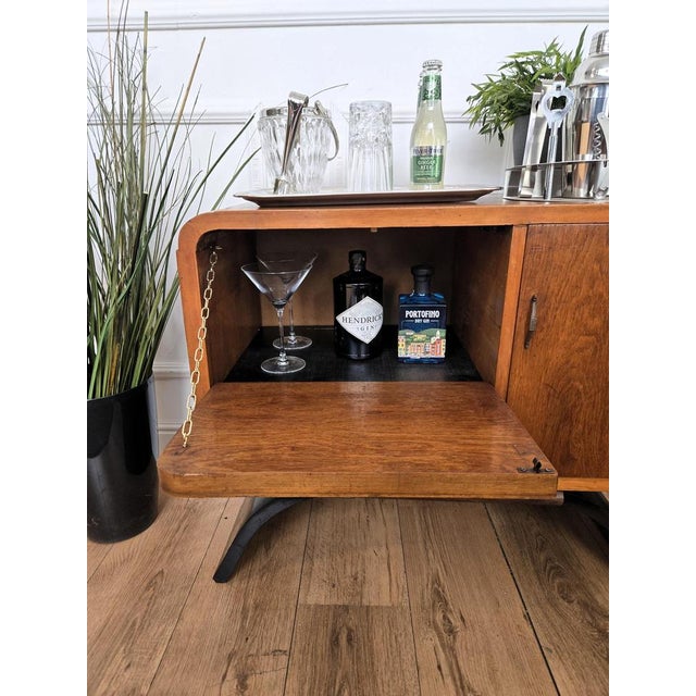 Metal Mid-Century Art Deco Italian Walnut, Burl, and Mirror Mosaic Dry Bar Cabinet from Paolo Buffa, 1950s For Sale - Image 7 of 11