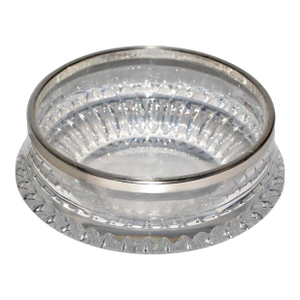 1950s Art Deco Gorham Lyric Collection 9 Inches Lead Crystal Bowl Silver Plated Border