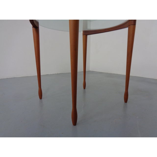 Giotto Glass and Cherry Wood Side Table by Tarcisio Colzoni for Porada, Italy, 1990s For Sale - Image 10 of 13